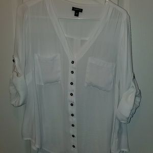 Torrid White Chiffon Blouse